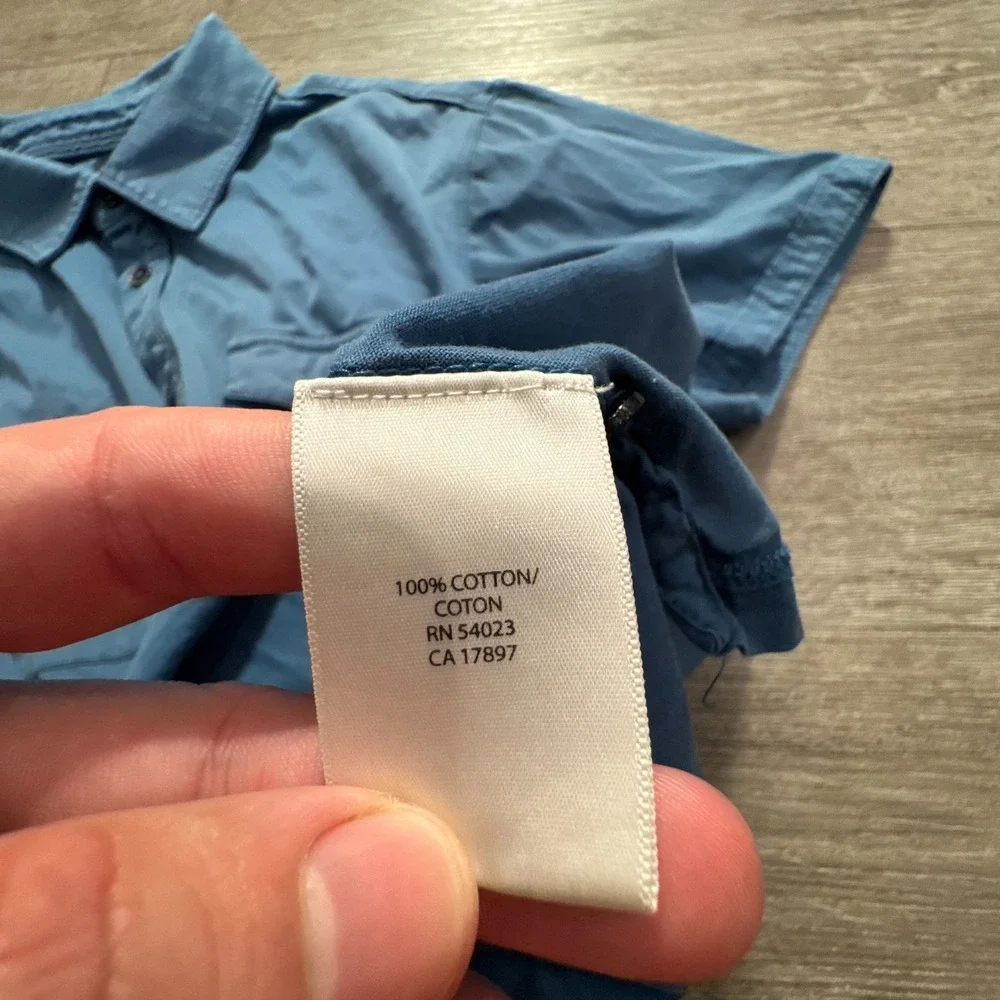 Banana Republic Shirt Men L Blue 100% Cotton Summer Vacation Casual Pockets